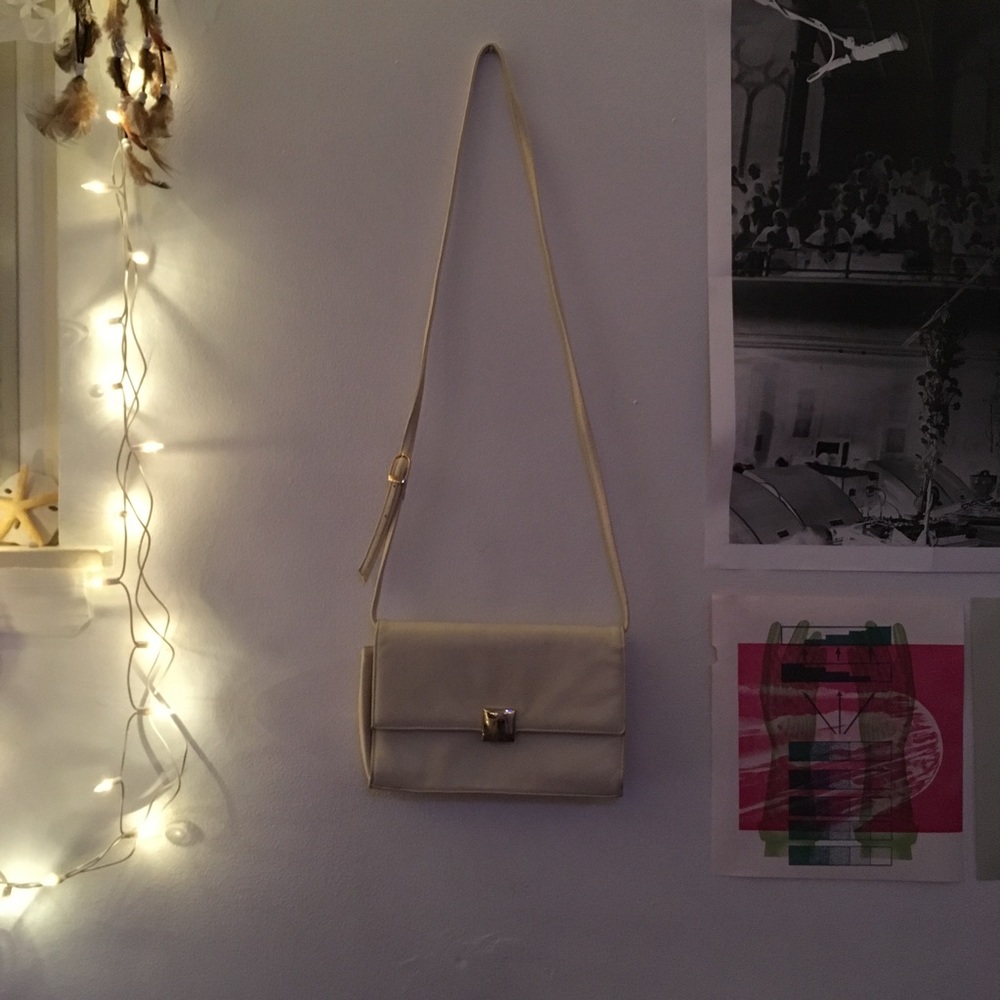 white golden satchel crossbody messenger bag!
